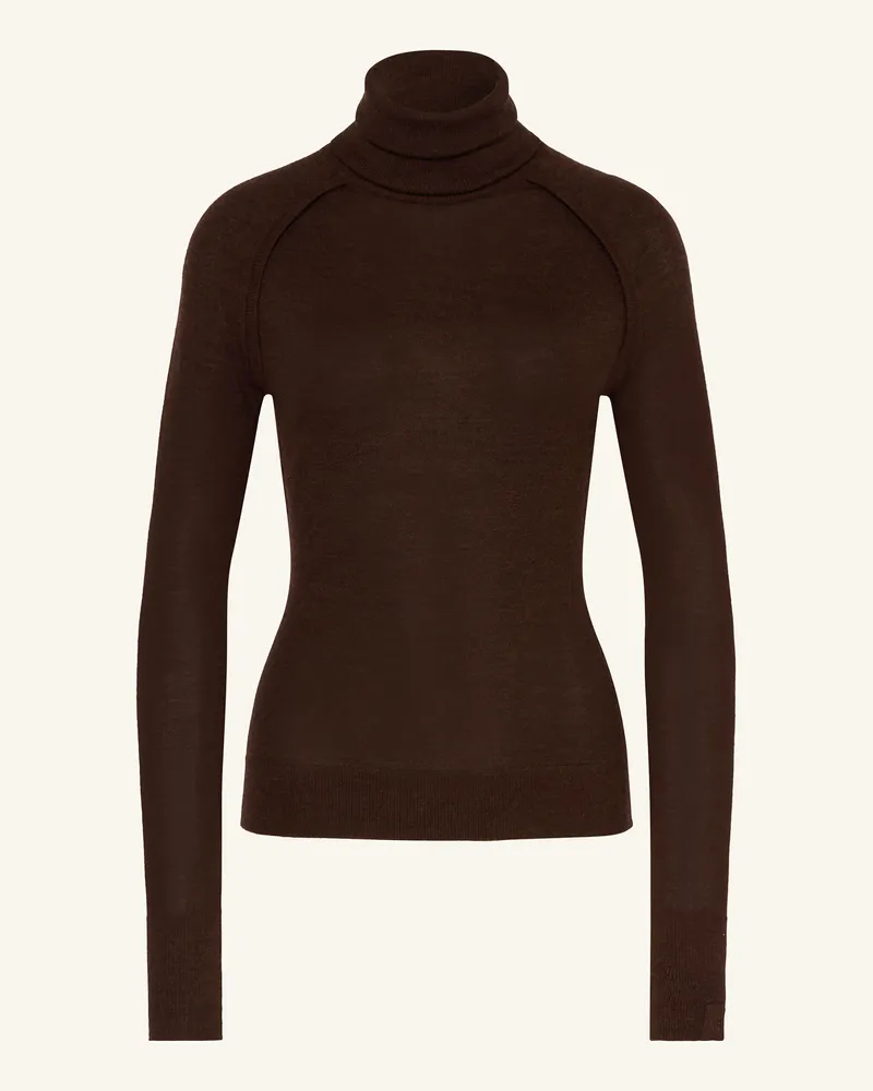 Victoria Beckham Rollkragenpullover aus Merinowolle Dunkelbraun