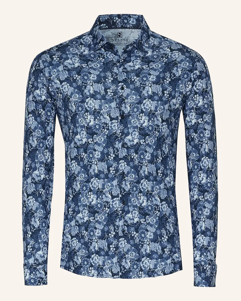 DESOTO Jerseyhemd Slim Fit blau Dunkelblau