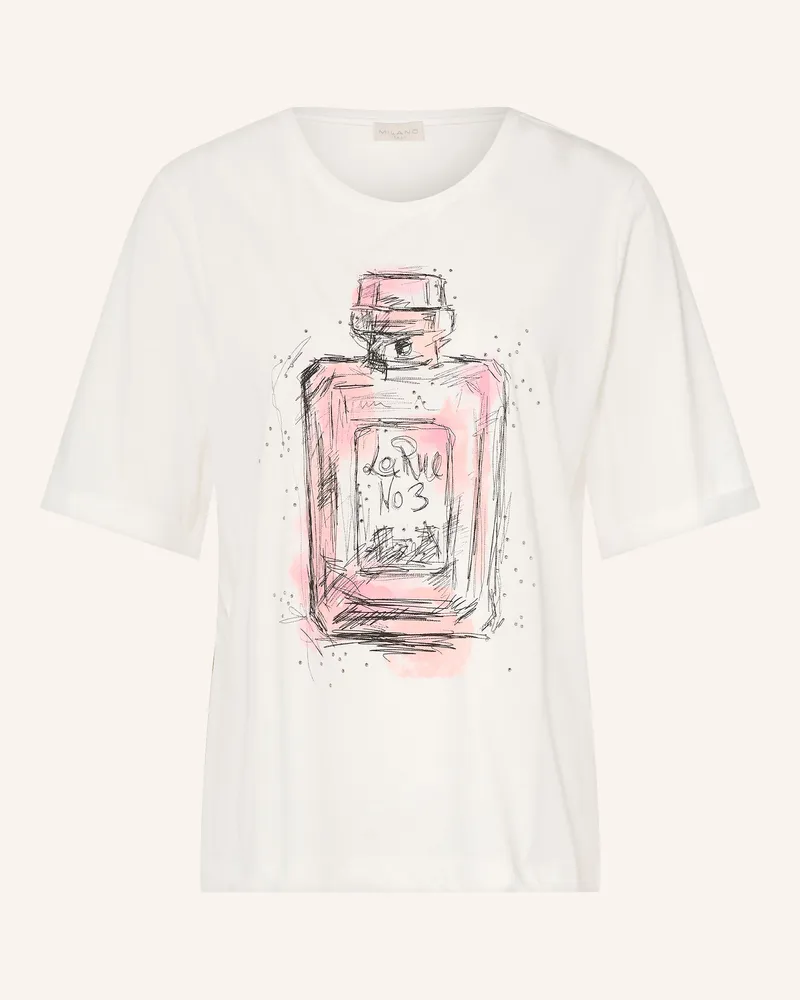 Milano Italy T-Shirt Mit Schmucksteinen weiss Weiss