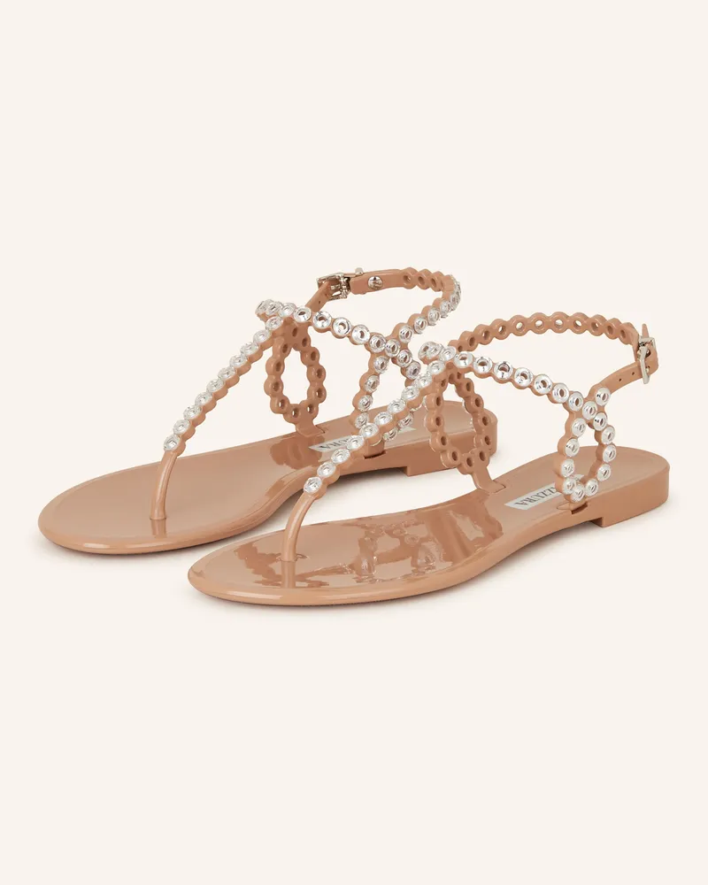 Aquazzura Zehentrenner ALMOST BARE CRYSTAL JELLY mit Schmucksteinen Rosé