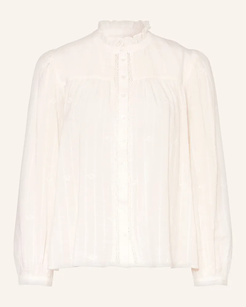 ba&sh Bluse MELODY mit Rüschen und Lochspitze Ecru