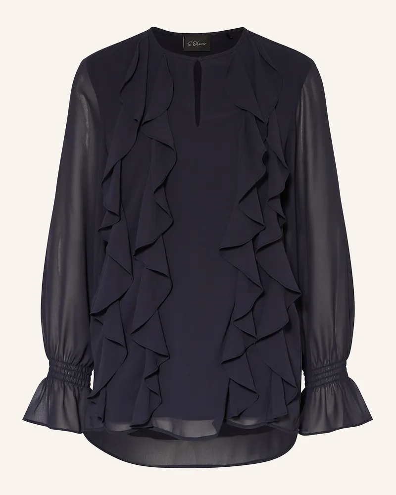 S.Oliver Bluse mit Volants Dunkelblau