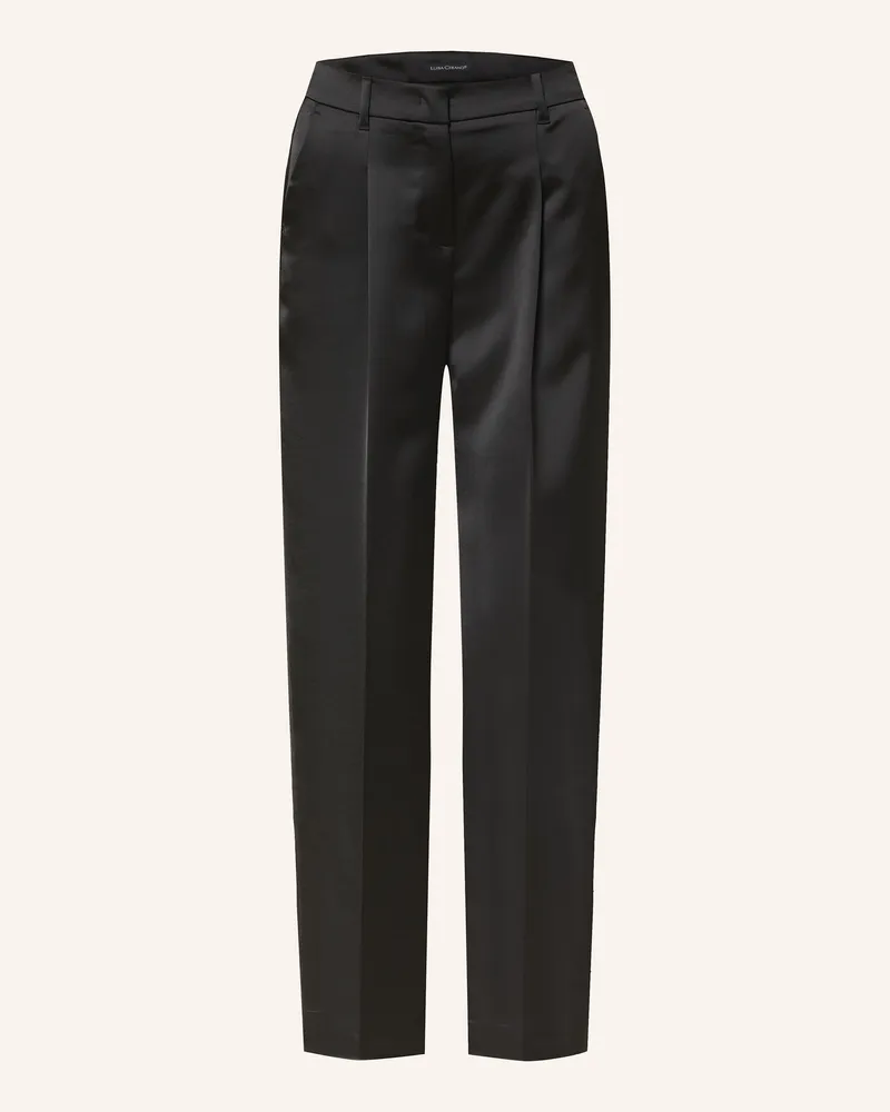 Luisa Cerano Marlenehose aus Satin Schwarz