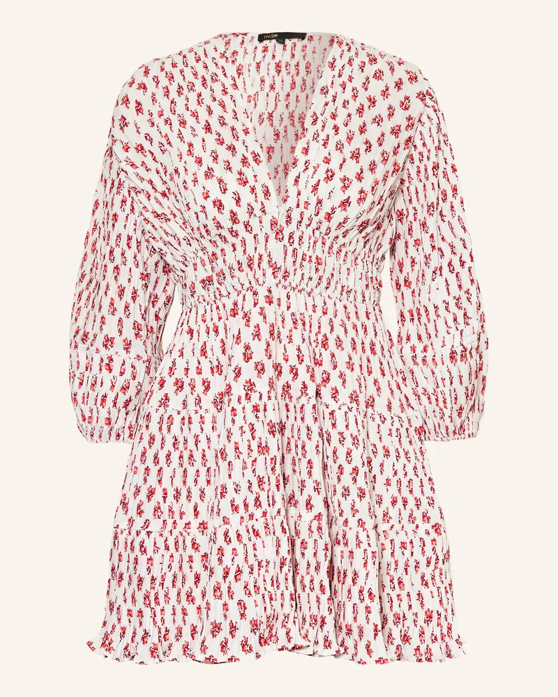 Maje Plisseekleid Mit 3/4-Arm rot Weiss