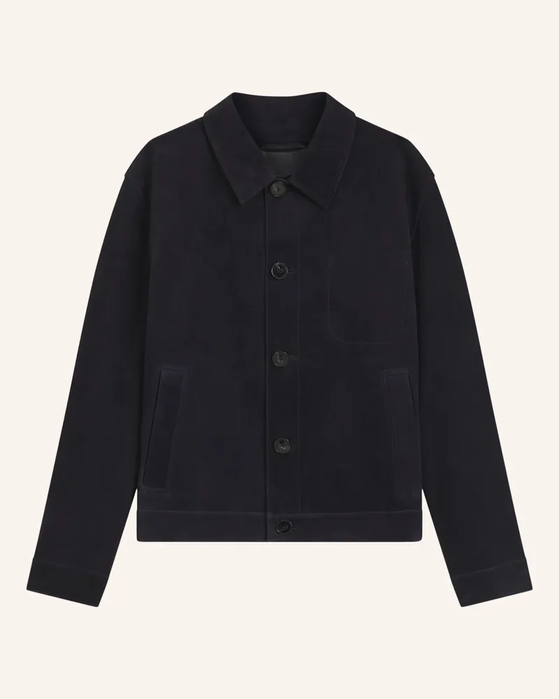 HUGO BOSS Lederjacke Ligor Regular Fit blau Dunkelblau