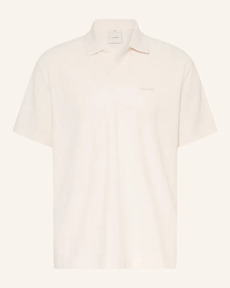 Calvin Klein Piqué-Poloshirt Easy Fit weiss Creme