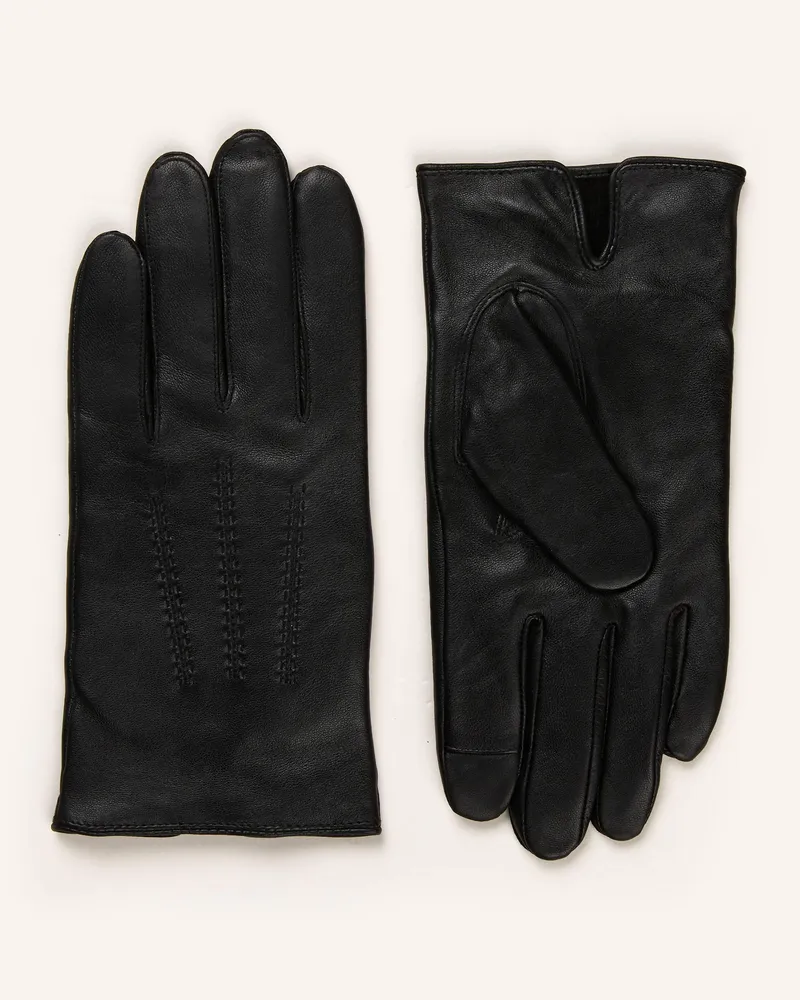 HUGO BOSS Lederhandschuhe HAINZ Schwarz
