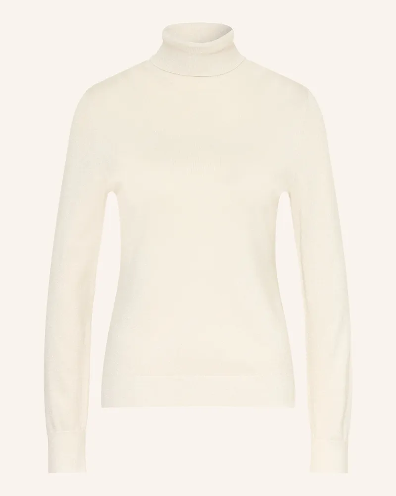 COMMA Rollkragenpullover Mit Glitzergarn weiss Ecru