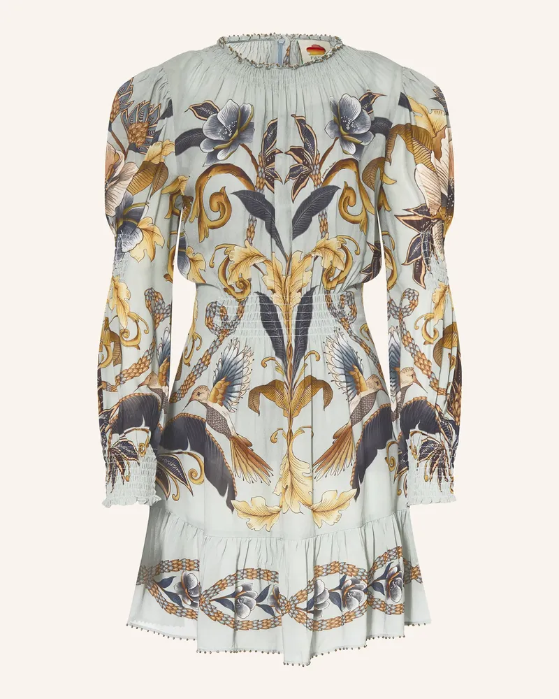 FARM Rio Kleid SNAKE GARDEN mit Schmuckperlen Hellblau