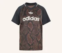 T-Shirt Snake Print Satin Jersey Im Materialmix braun