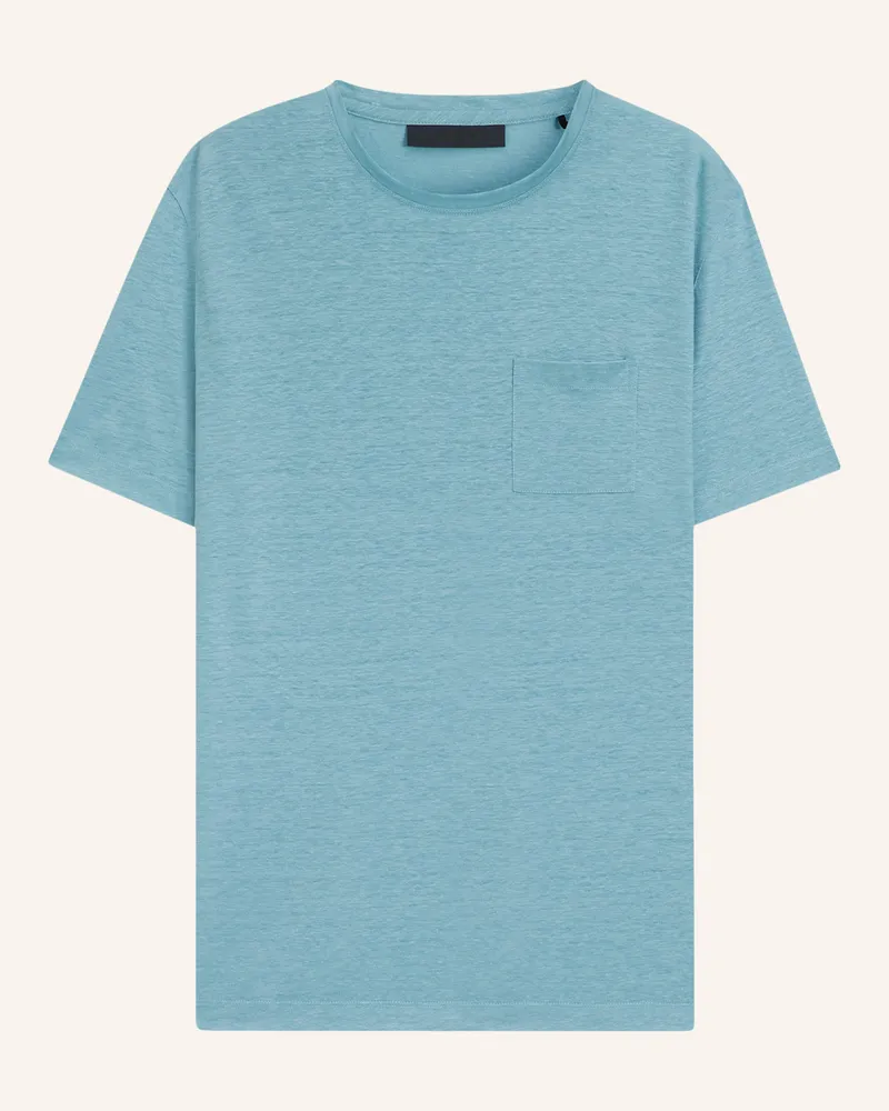 HUGO BOSS Strickshirt TAUT aus Leinen Blau