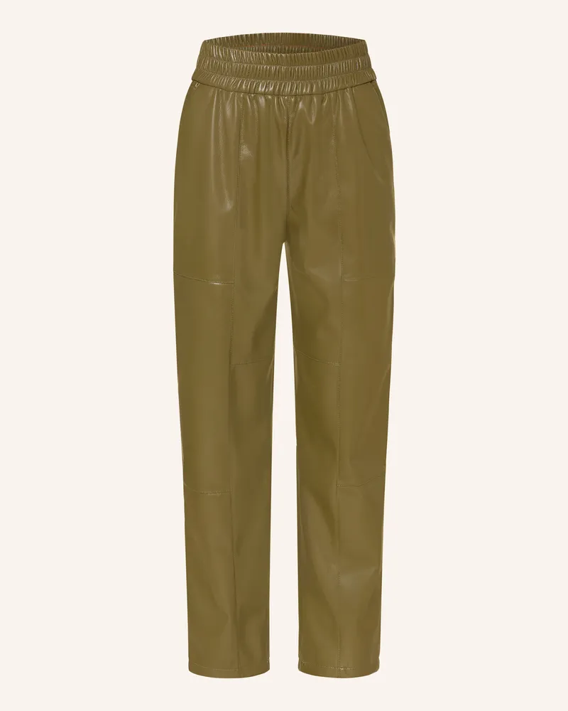HUGO BOSS Hose TAIYA in Lederoptik Khaki