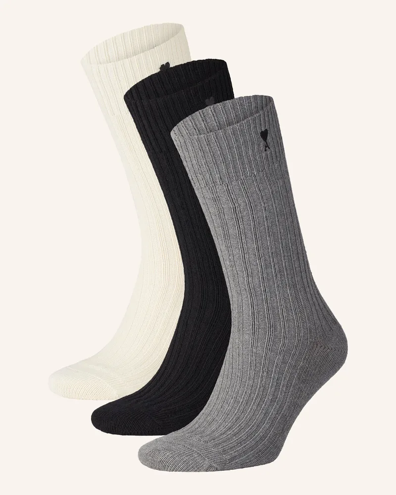 AMI Paris 3er-Pack Strümpfe Ecru