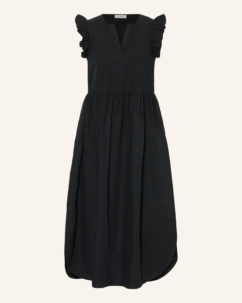 Selected Kleid Mit Rüschen schwarz Schwarz