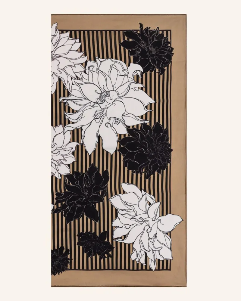Roeckl Seidentuch Dahlias & Stripes beige Beige