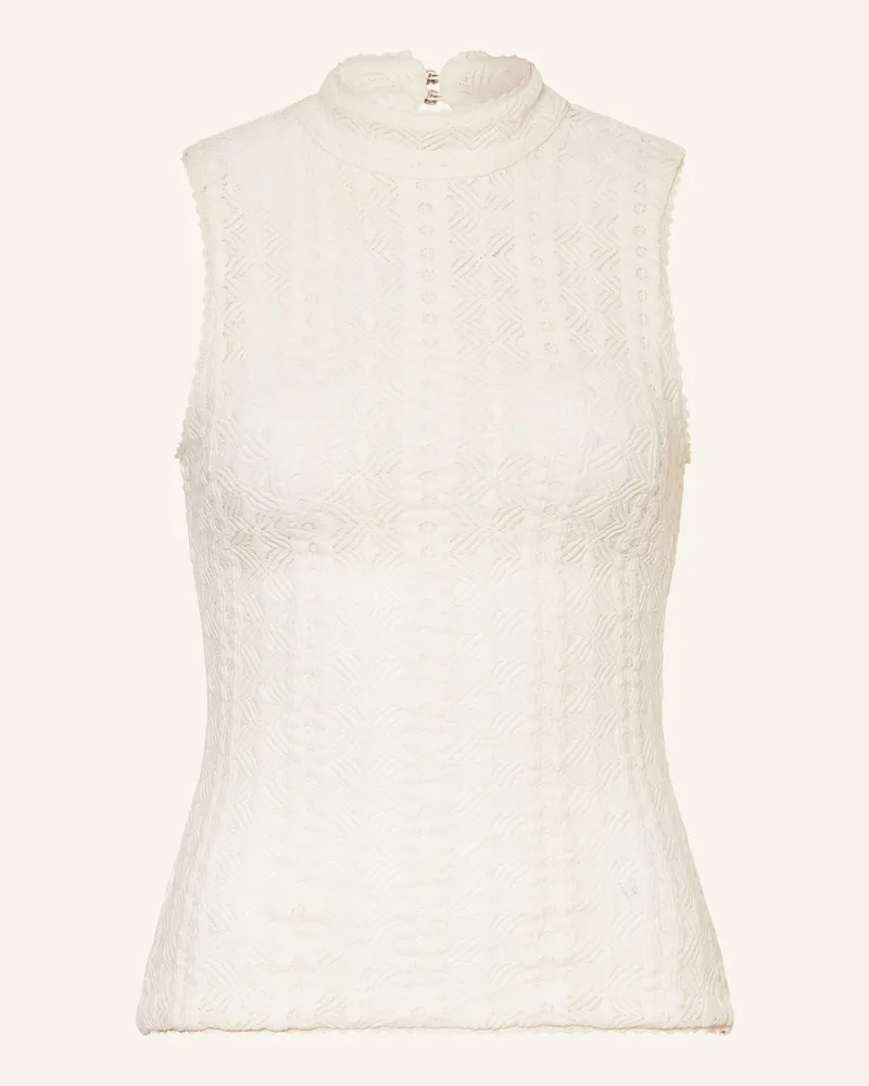 HUGO BOSS Blusentop IVEYLOR mit Spitze Weiss