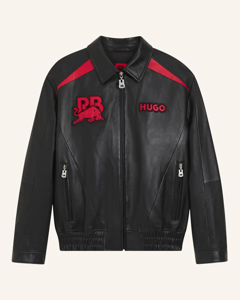 HUGO BOSS Lederjacke Lugor_Rb schwarz Schwarz