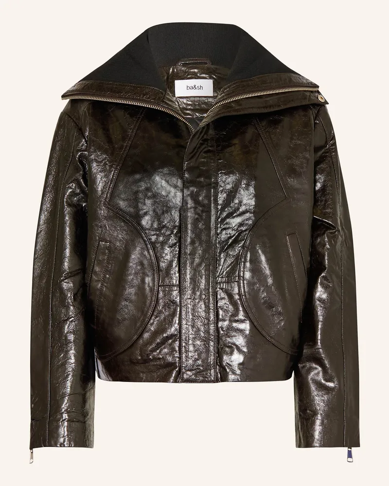 ba&sh Lederjacke Bernie braun Schwarz