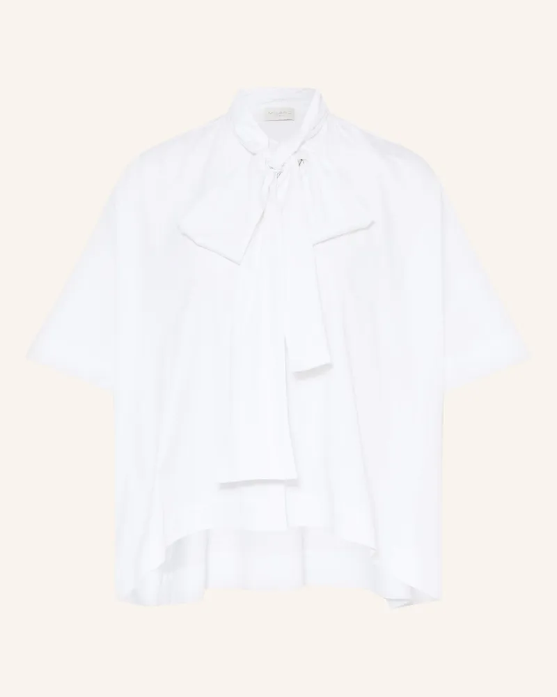 Milano Italy Oversized-Bluse Mit Abnehmbarer Schluppe weiss Weiss