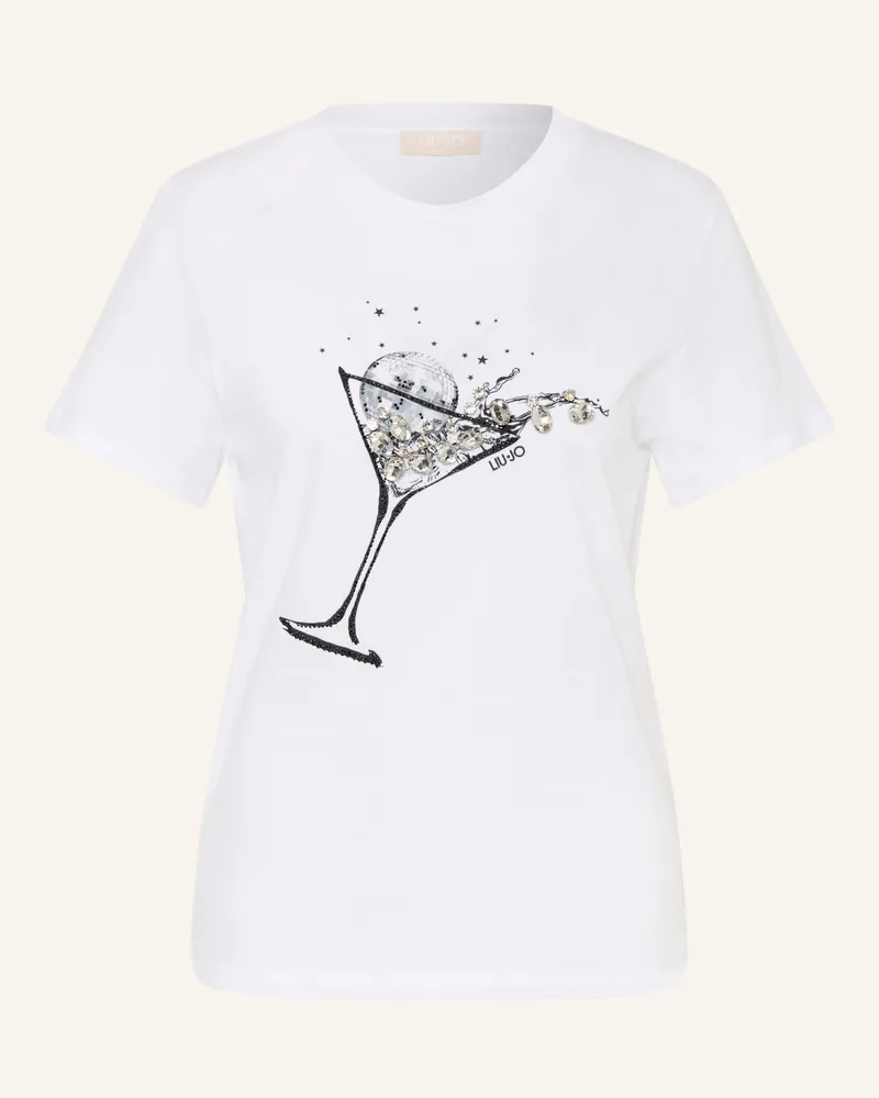 Liu Jo T-Shirt mit Schmucksteinen Weiss
