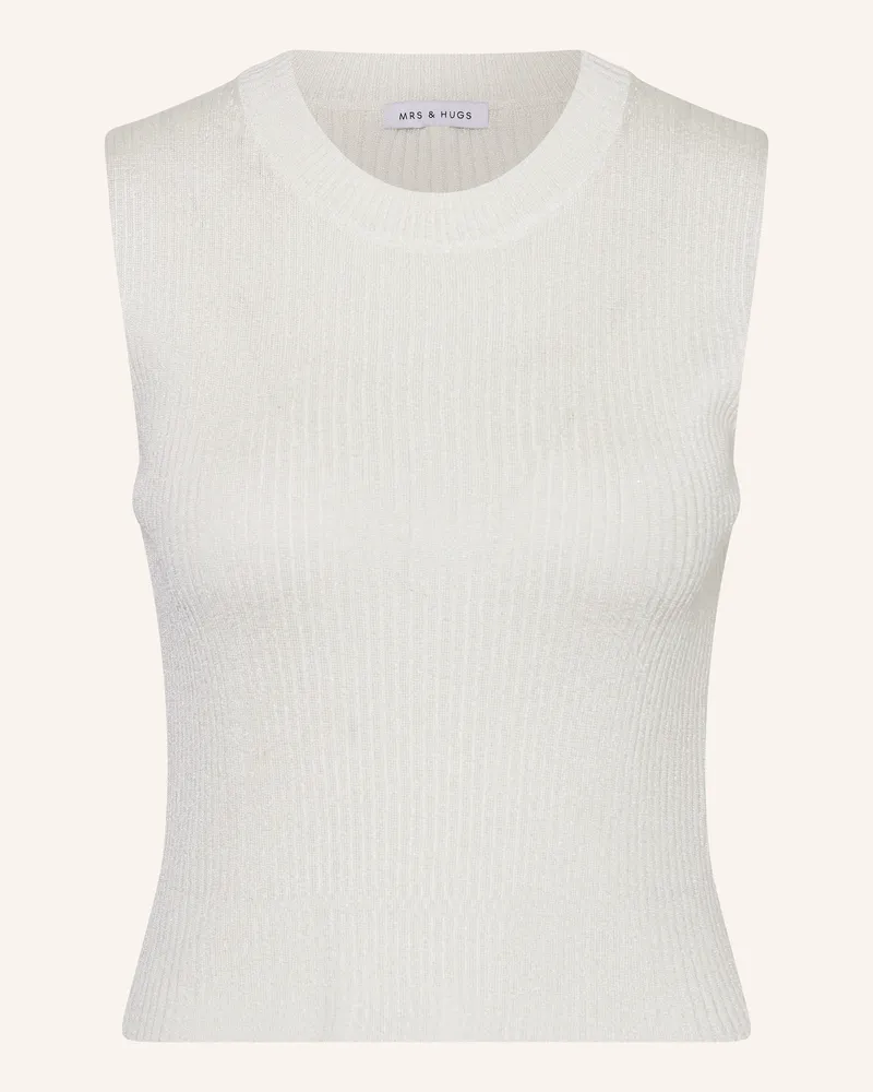 Mrs & HUGS Stricktop mit Glitzergarn Weiss