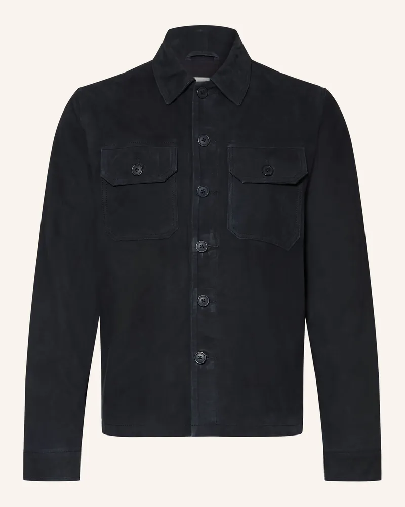 Schott N.Y.C Leder-Overjacket blau Dunkelblau