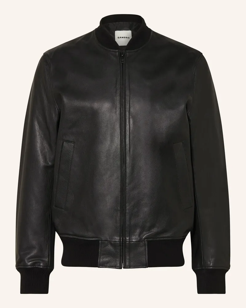 Sandro Lederblouson Schwarz