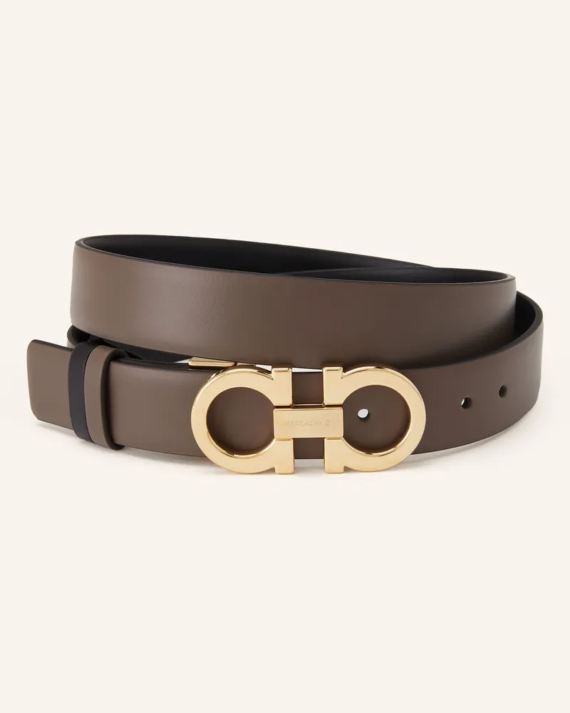 Ferragamo Ledergürtel DONNA zum Wenden Dunkelgrau