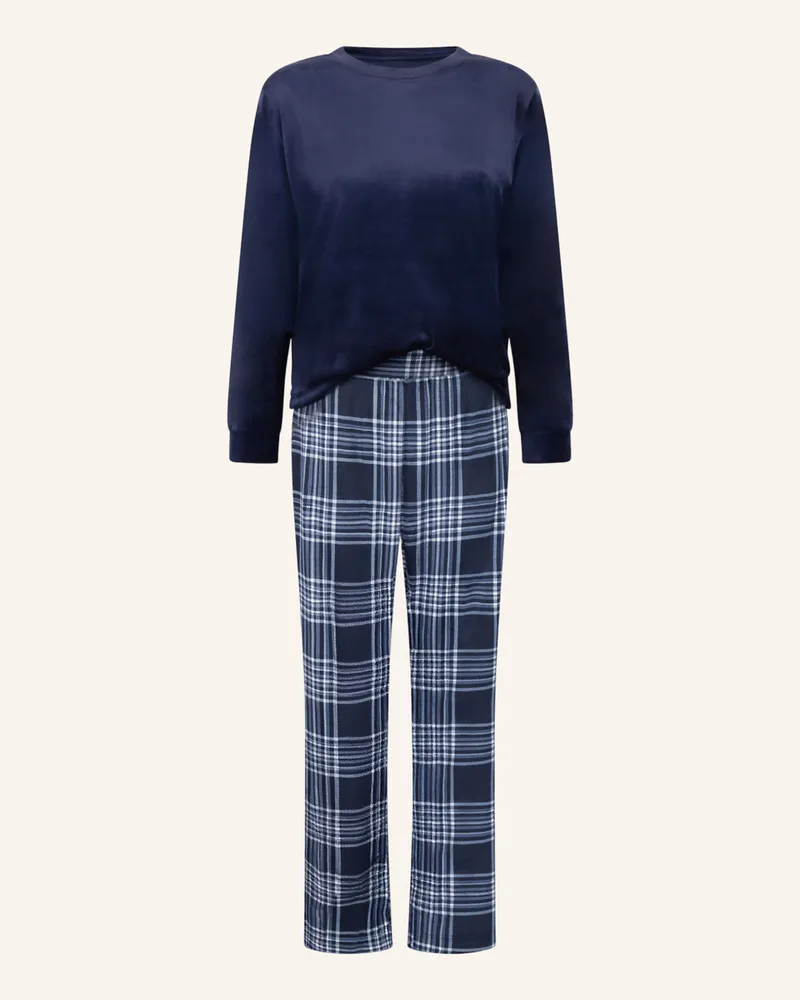 Hunkemöller Schlafanzug Velvet blau Blau