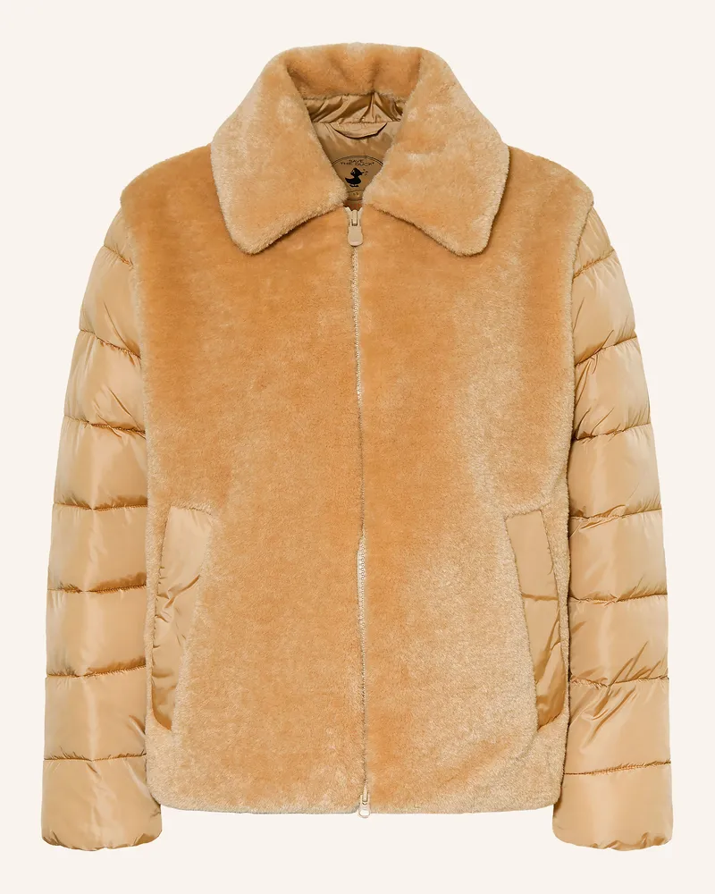 Save The Duck Teddyfell-Jacke Hana Im Materialmix beige Camel
