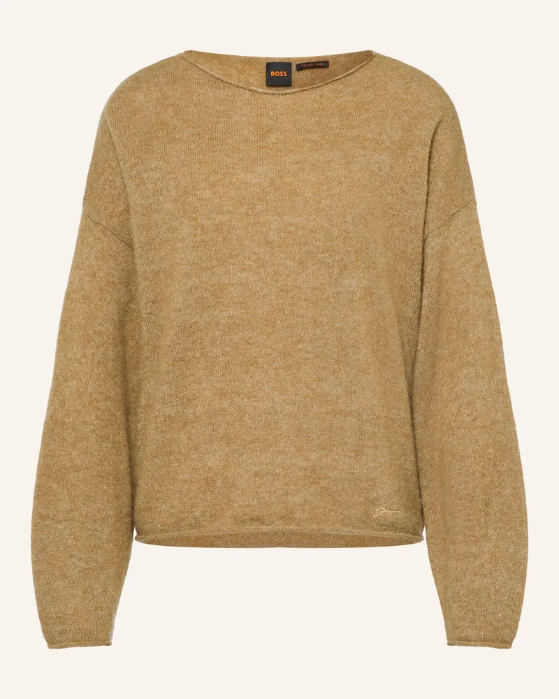 HUGO BOSS Pullover Folletto Mit Alpaka gruen Khaki