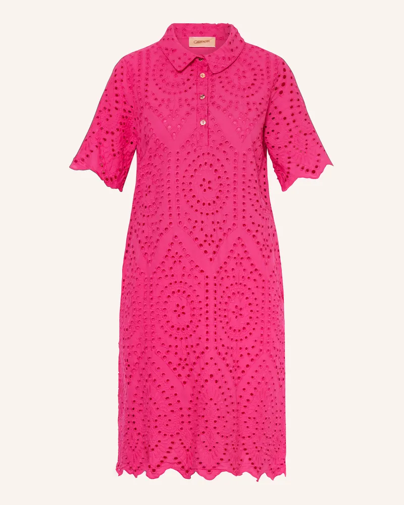 Cartoon Hemdblusenkleid aus Lochspitze Pink