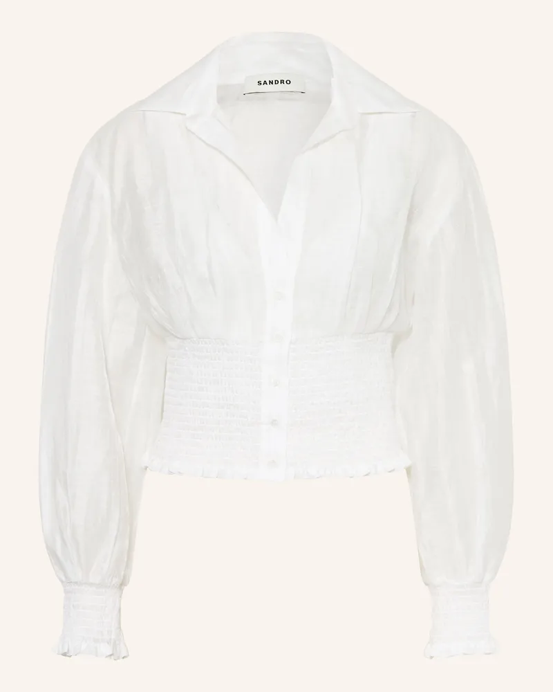Sandro Hemdbluse Aus Leinen weiss Creme
