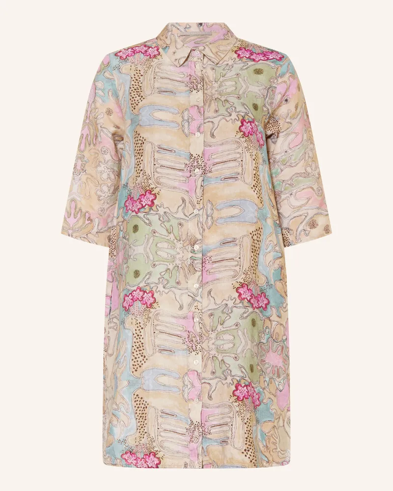 (THE MERCER) N.Y. Hemdblusenkleid Aus Leinen Mit 3/4-Arm gelb Beige