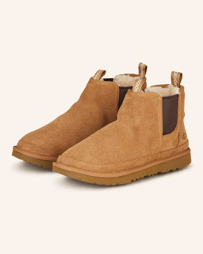 UGG Chelsea-Boots mit Kunstfell Cognac