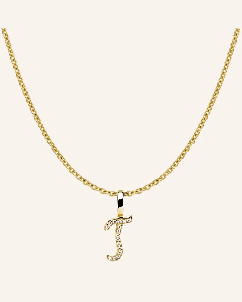 CADA Kette TINY DIAMOND LETTER T Gold