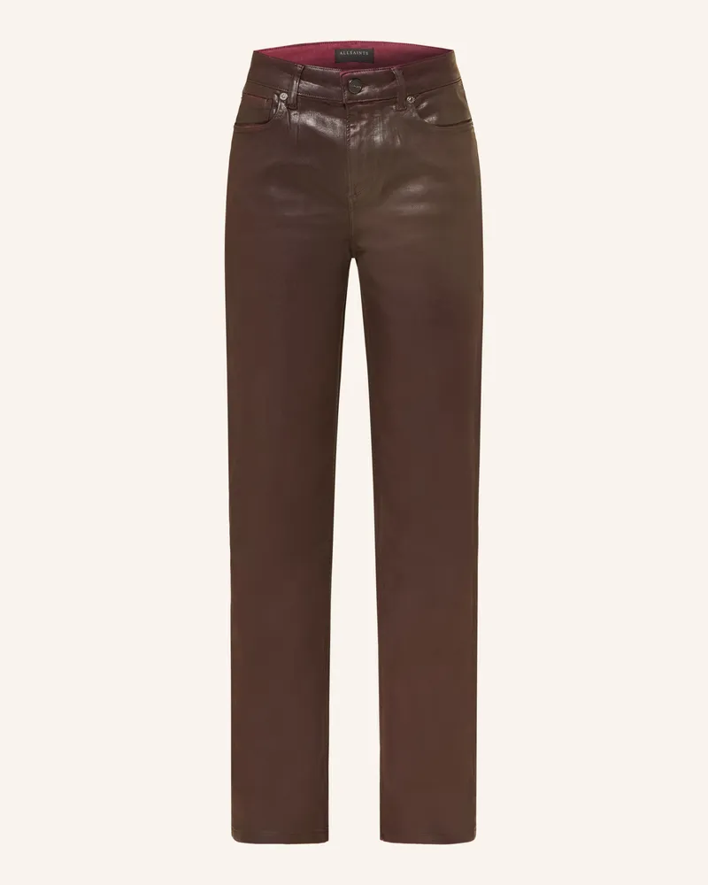 AllSaints Coated Jeans Dunkelrot