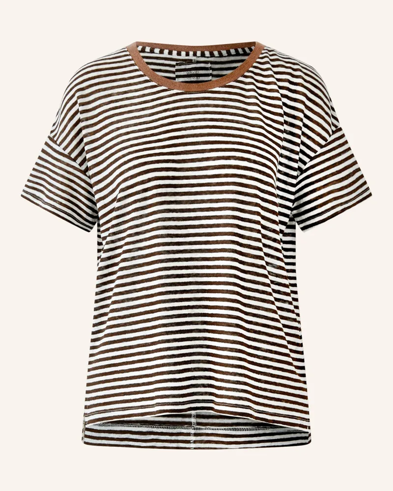 Oui  T-Shirt Aus Leinen braun Creme