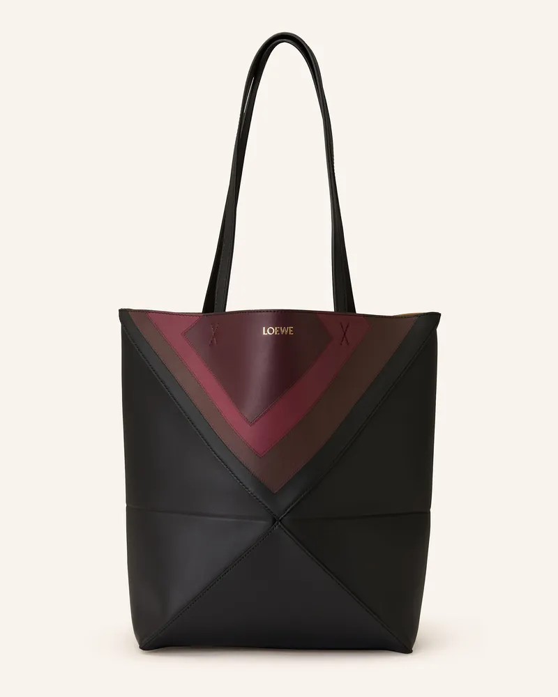 Loewe Shopper Puzzle Fold Medium rot Schwarz