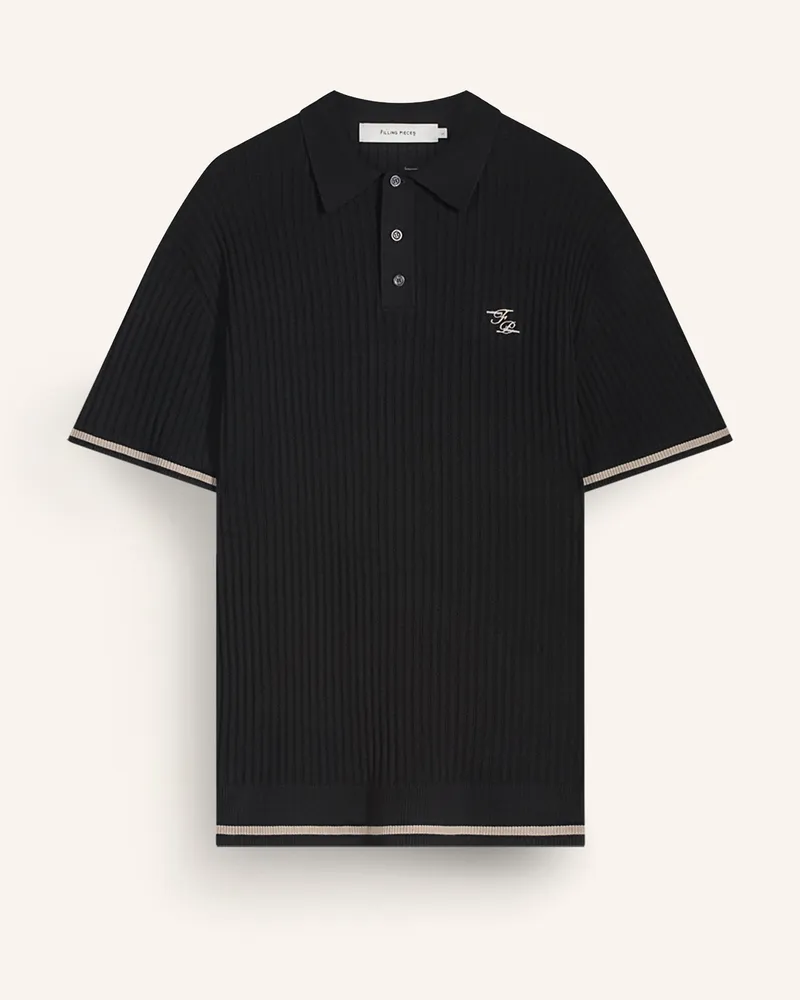 Filling Pieces Poloshirt Knit schwarz Schwarz