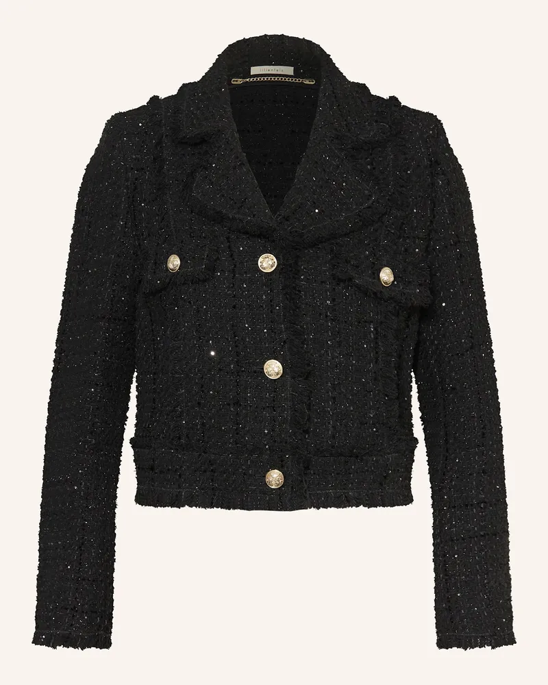 lilienfels Bouclé-Blazer mit Pailletten Schwarz