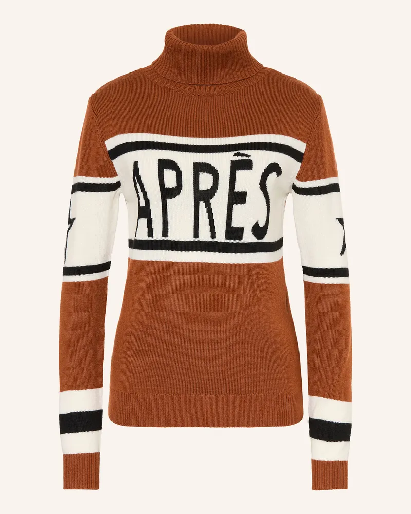 Perfect Moment Pullover Apres Aus Merinowolle braun Cognac