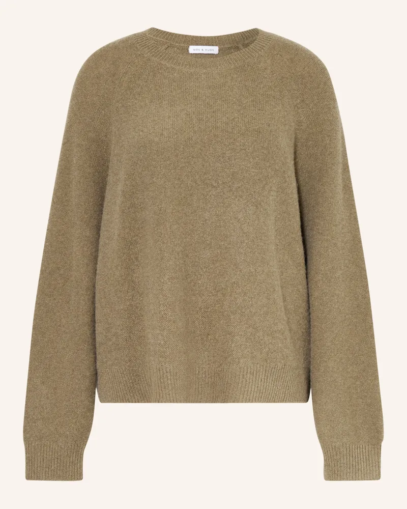 Mrs & HUGS Oversized-Pullover Mit Cashmere gruen Khaki
