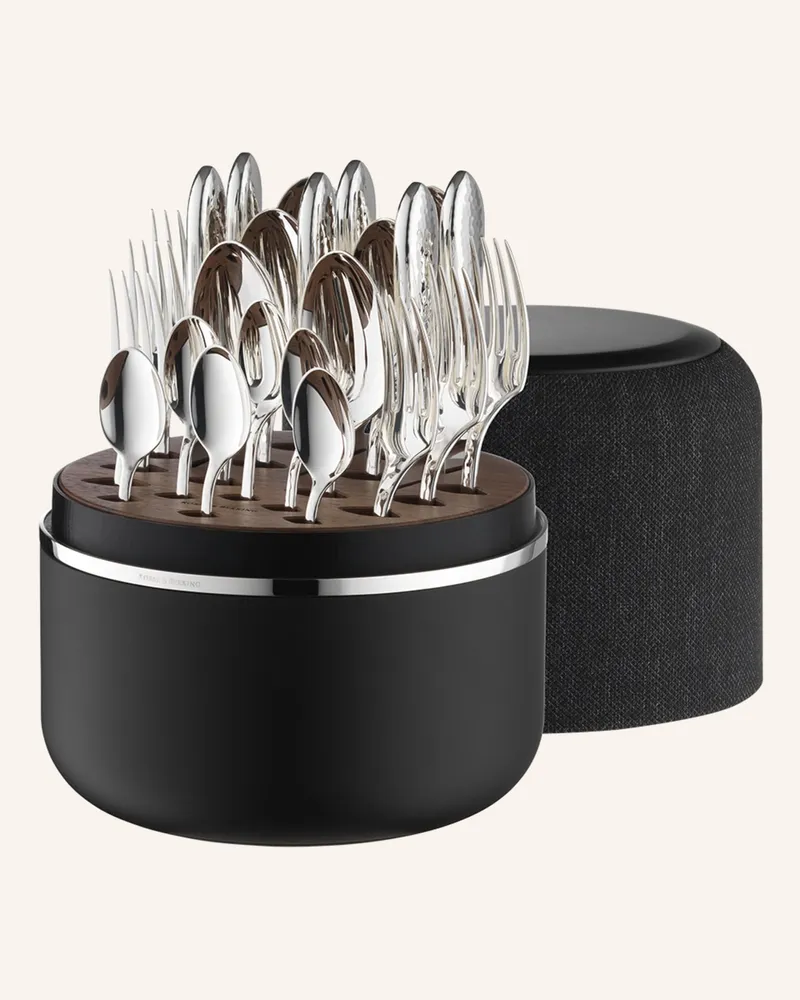 ROBBE & BERKING 24-tlg. Besteckset THE BOX MARTELÉ - FROZEN BLACK EDITION (150g versilbert Silber