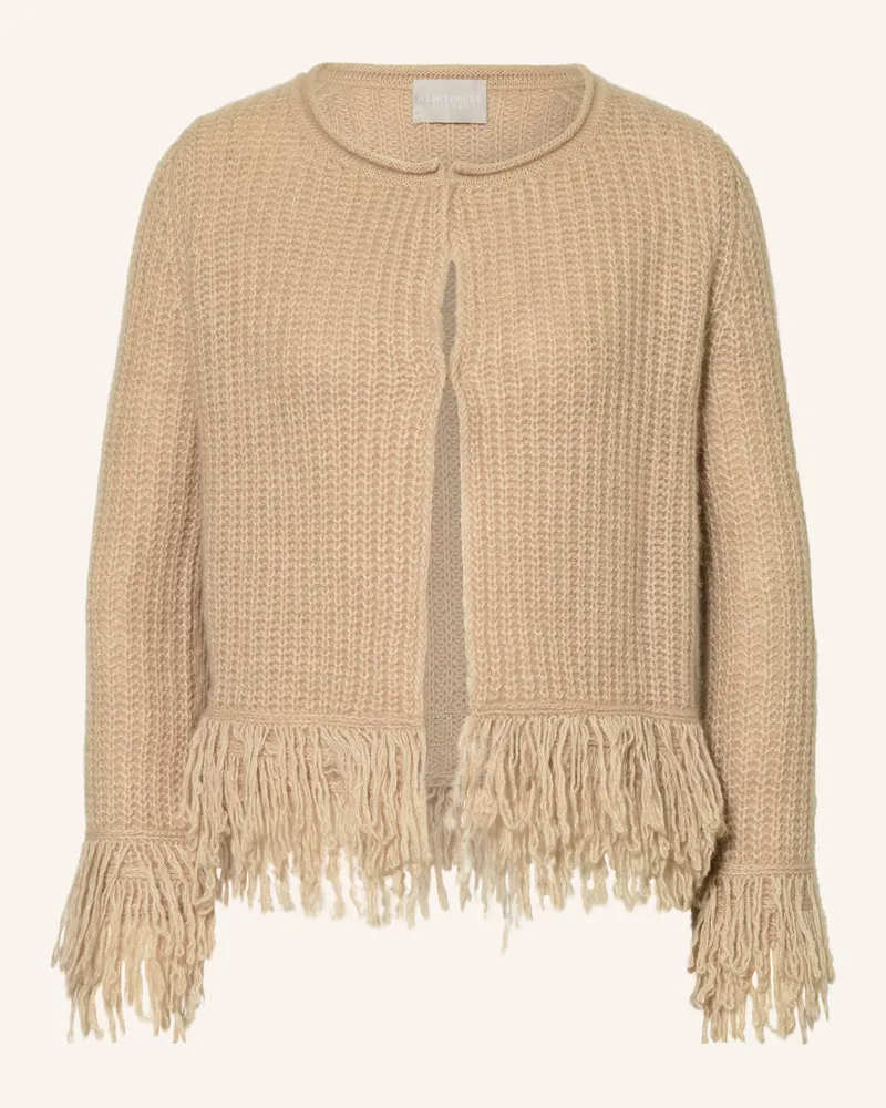 hemisphere Strickjacke mit Cashmere Hellbraun