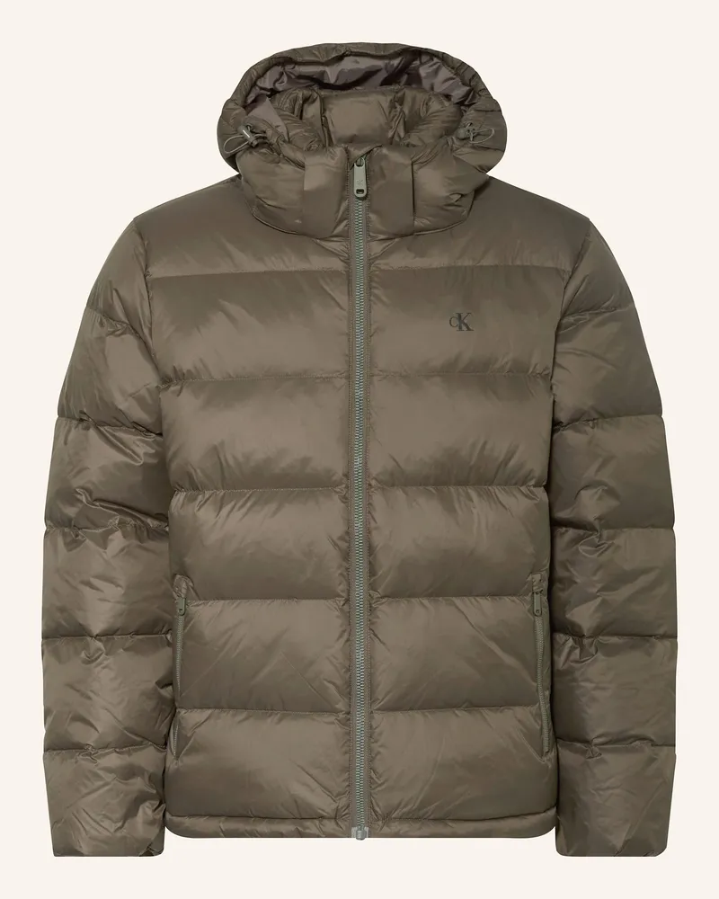 Calvin Klein Daunenjacke mit abnehmbarer Kapuze Khaki