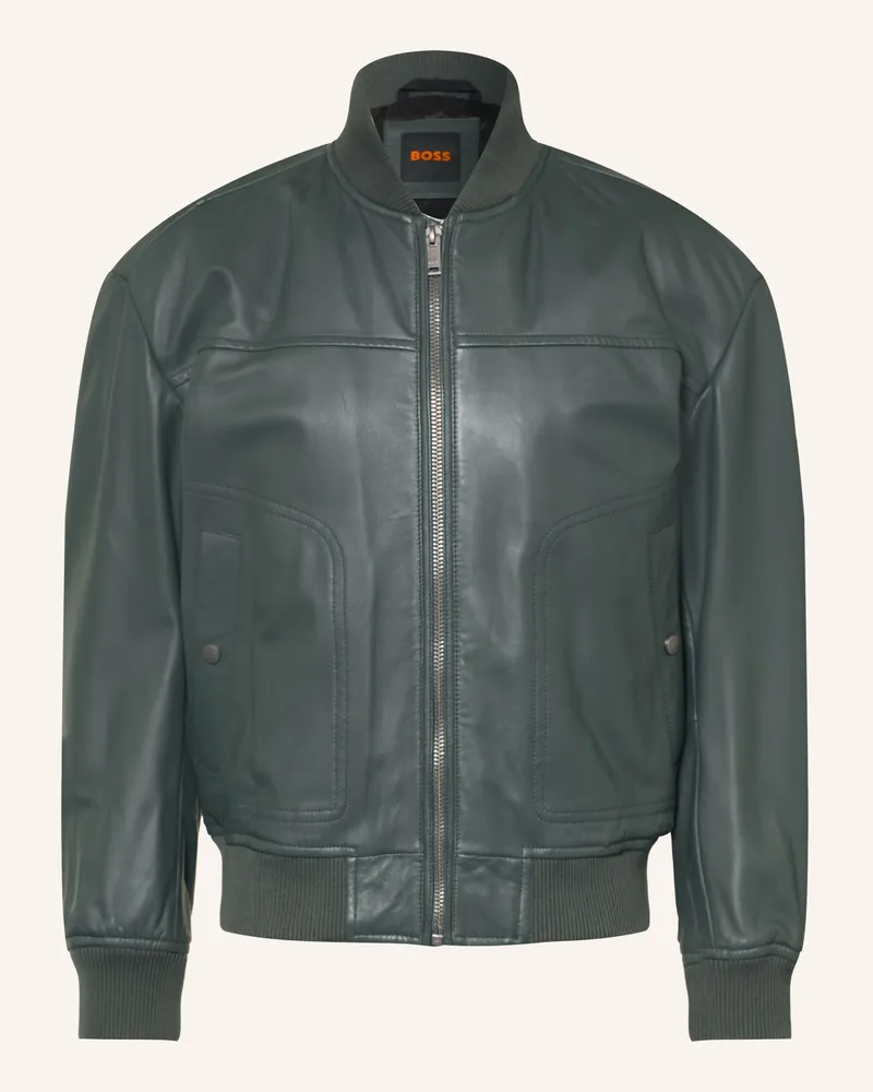 HUGO BOSS Lederblouson Jokans gruen Dunkelgrün