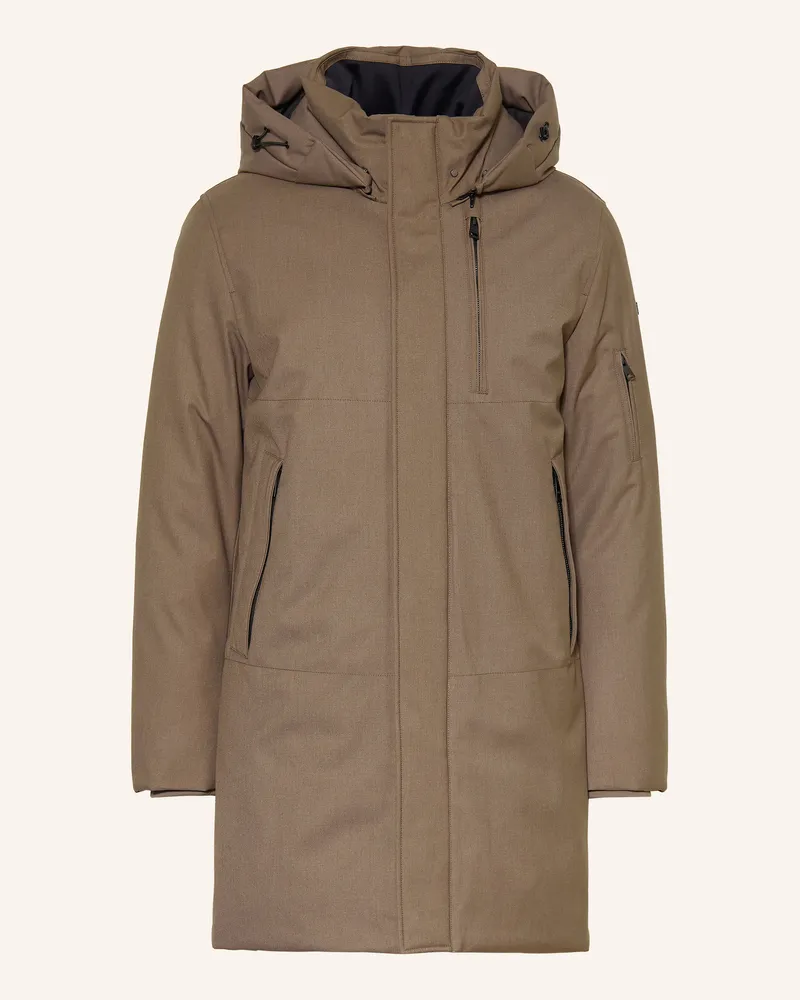 DUNO Daunenparka Geyser Parma Mit Abnehmbarer Kapuze braun Taupe