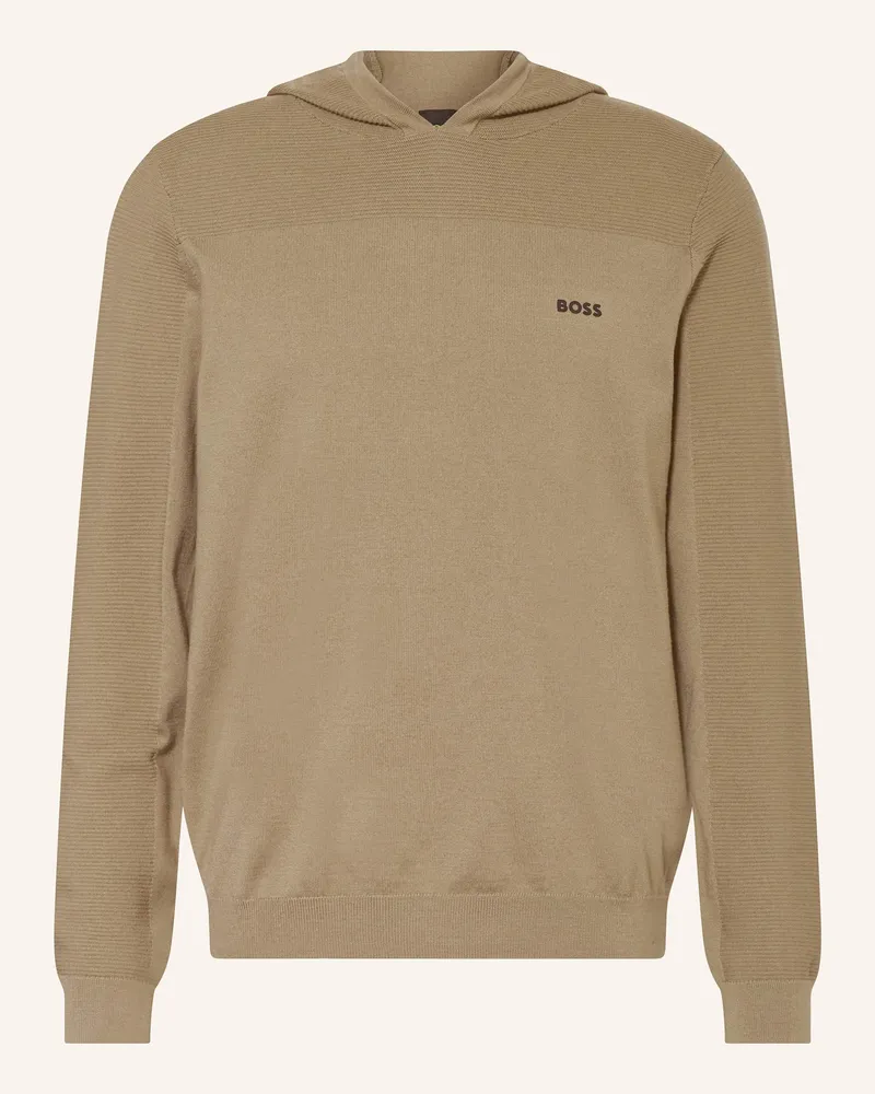 HUGO BOSS Strick-Hoodie MOMENTUM Camel