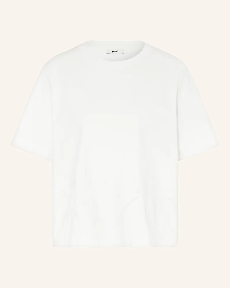 Mavi Jeans T-Shirt mit Lochspitze Weiss